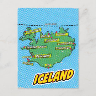Pop Art Illustrated New York City map Holiday Postcard