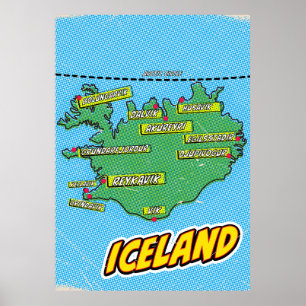 Pop Art Illustrated New York City map Poster