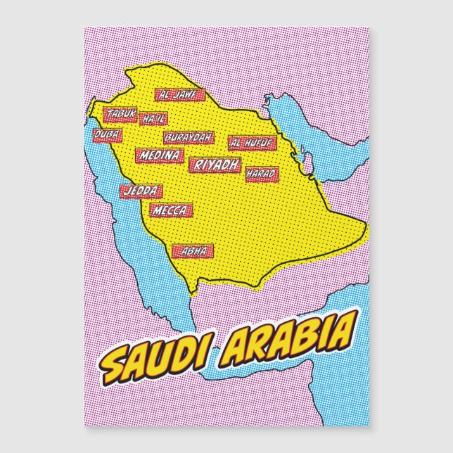 Pop Art Illustrated Saudi Arabia map (Front)