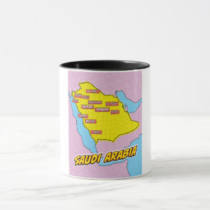 Pop Art Illustrated Saudi Arabia map Mug