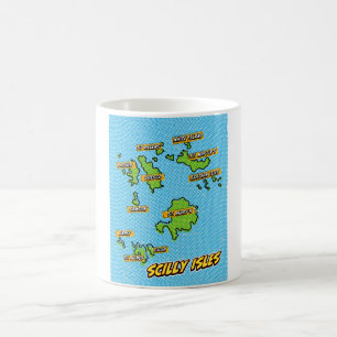 Pop Art Illustrated Scilly Isles map Coffee Mug