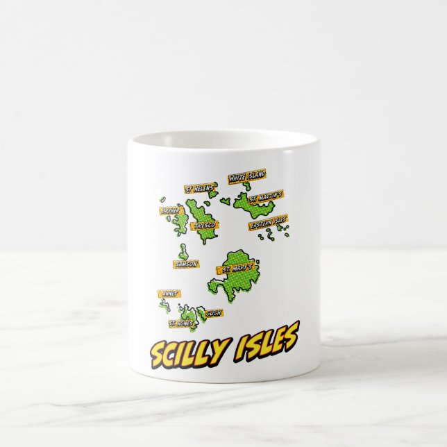 Pop Art Illustrated Scilly Isles map Coffee Mug (Center)