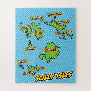 Pop Art Illustrated Scilly Isles map Jigsaw Puzzle
