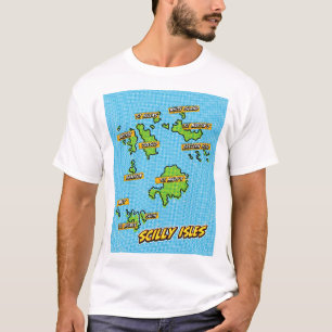 Pop Art Illustrated Scilly Isles map T-Shirt