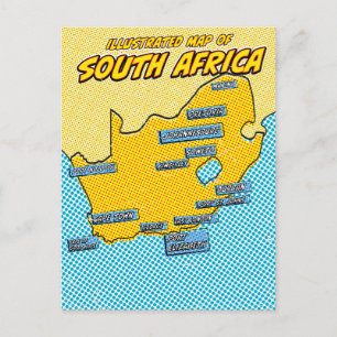 Pop Art Illustrated South Africa Holiday Postcard