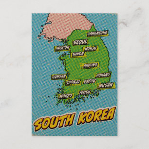 Pop Art Illustrated South Korea map Enclosure Card