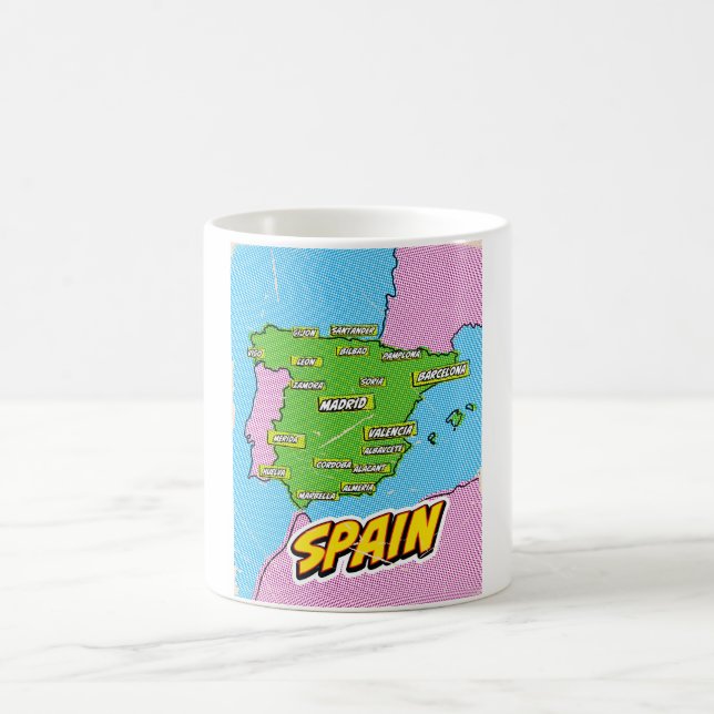 Pop Art Illustrated Spain map Coffee Mug (Center)