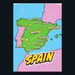 Pop Art Illustrated Spain map Photo Print<br><div class="desc">Pop Art Illustrated Spain European map in a beautiful vintage worn style.</div>