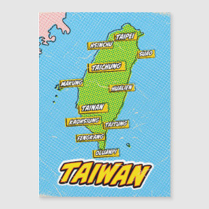 Pop Art Illustrated Taiwan map