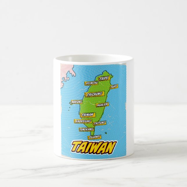 Pop Art Illustrated Taiwan map Coffee Mug (Center)