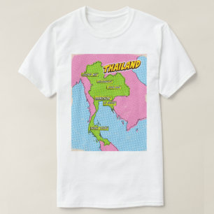 Pop Art Illustrated Thailand map T-Shirt