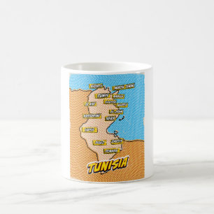 Pop Art Illustrated Tunisia map Coffee Mug