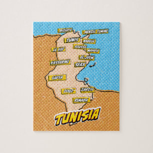 Pop Art Illustrated Tunisia map Jigsaw Puzzle