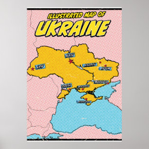 Pop Art Illustrated Ukraine  Poster