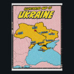 Pop Art Illustrated Ukraine  Poster<br><div class="desc">Pop Art Illustrated Ukraine in a beautiful worn style.</div>
