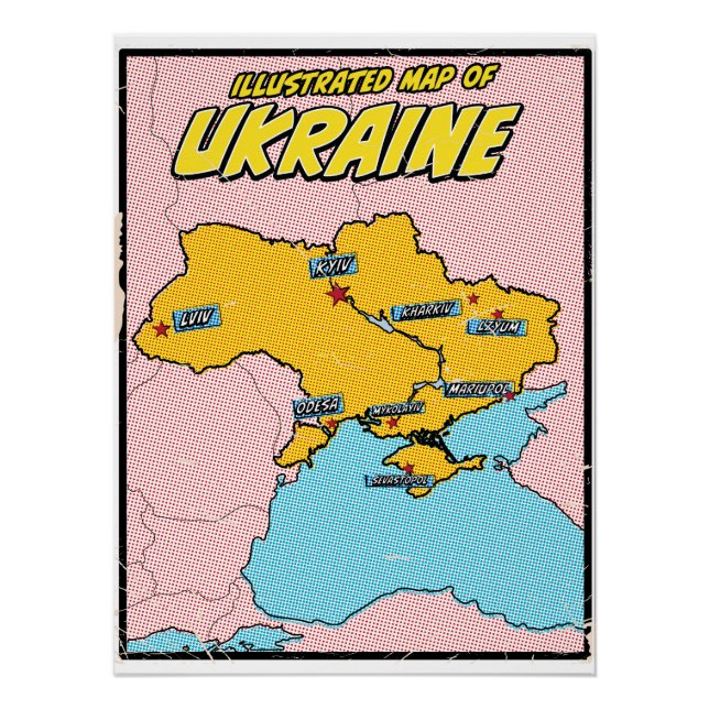Pop Art Illustrated Ukraine  Poster (Front)