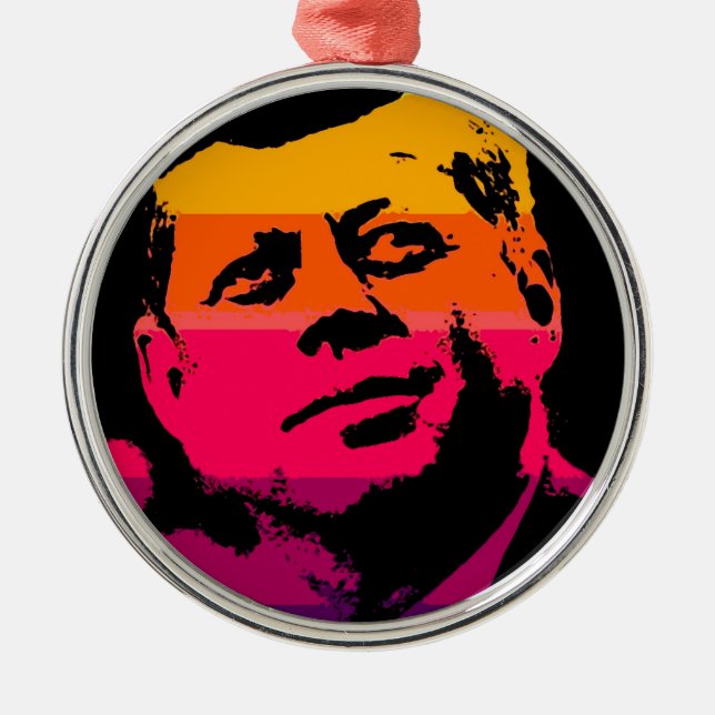 Pop Art Jack JFK John F. Kennedy Metal Tree Decoration (Front)