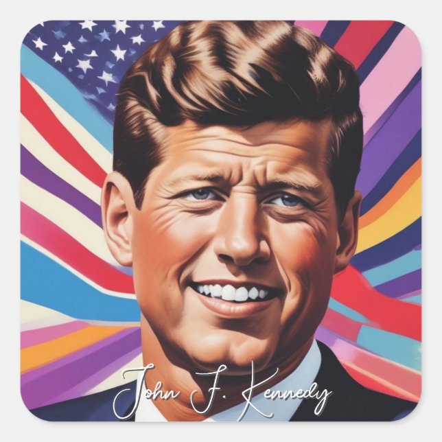 Pop Art Jack JFK John F. Kennedy Square Sticker (Front)