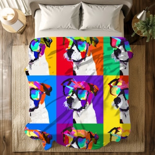 Pop Art Jack Russell Dog Sunglasses Fleece Blanket