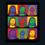 Pop Art Jesus Poster<br><div class="desc">"Pop Art Jesus" art graphic designed by bCreative shows an iconic depiction of Jesus in a nine panel pop art piece! This makes a great gift for family, friends, or a treat for yourself! This funny graphic is a great addition to anyone's style. bCreative is a leading creator and licensor...</div>