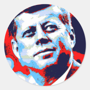 Pop Art JFK John F. Kennedy Red Blue Classic Round Sticker