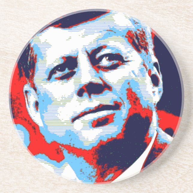 Pop Art JFK John F. Kennedy Red Blue Coaster (Front)