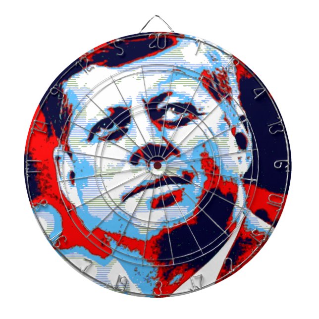 Pop Art JFK John F. Kennedy Red Blue Dartboard (Front)