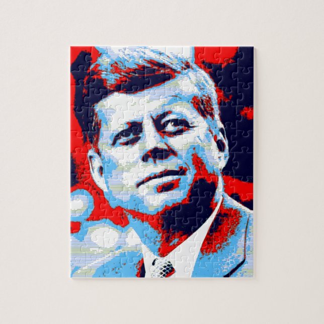 Pop Art JFK John F. Kennedy Red Blue Jigsaw Puzzle (Vertical)