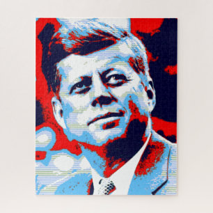 Pop Art JFK John F. Kennedy Red Blue Jigsaw Puzzle