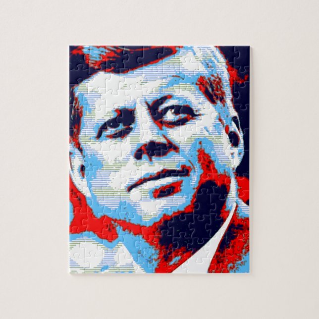 Pop Art JFK John F. Kennedy Red Blue Jigsaw Puzzle (Vertical)