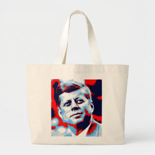 Pop Art JFK John F. Kennedy Red Blue Large Tote Bag