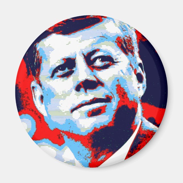 Pop Art JFK John F. Kennedy Red Blue Magnet (Front)