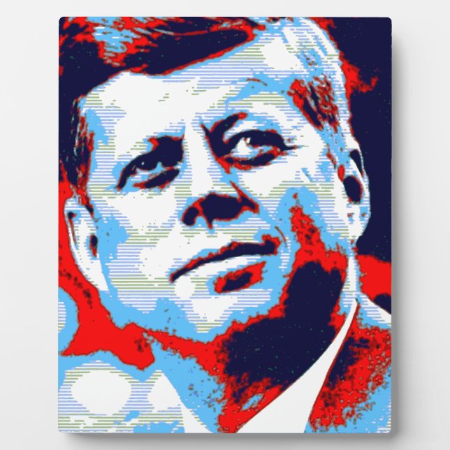 Pop Art JFK John F. Kennedy Red Blue Plaque (Front)