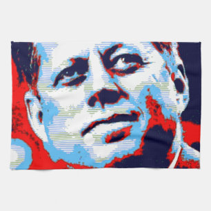 Pop Art JFK John F. Kennedy Red Blue Tea Towel