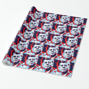 Pop Art JFK John F. Kennedy Red Blue Wrapping Paper