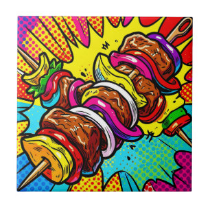 Pop Art Kebab Explosion Ceramic Tile