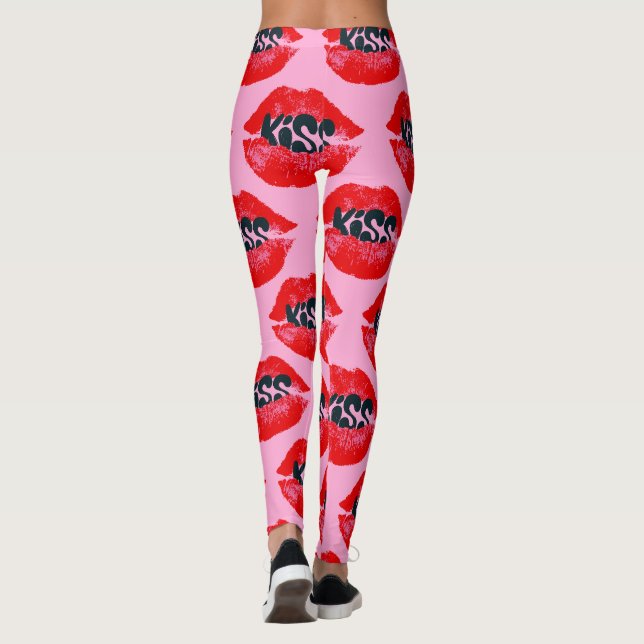 Pop Art Kiss Lips Repeat Leggings (Back)