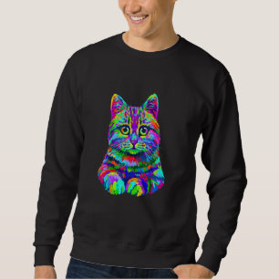 Pop Art Kitten  Colourful Cat Design Portrait Arti Sweatshirt