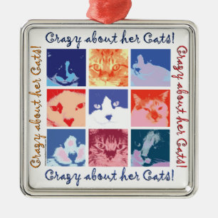 Pop Art Kitty Cats Metal Ornament