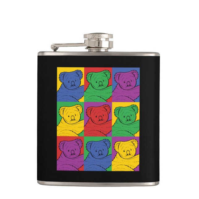 Pop Art Koala Hip Flask (Front)