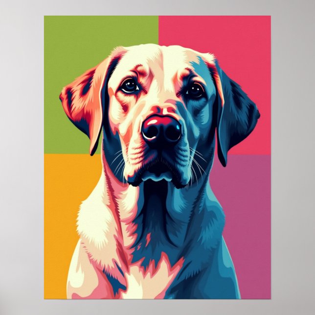 Pop Art Labrador Candy Crush Grid Poster (Front)