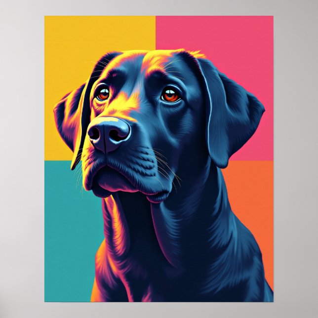 Pop Art Labrador Fruit Salad Grid Poster (Front)
