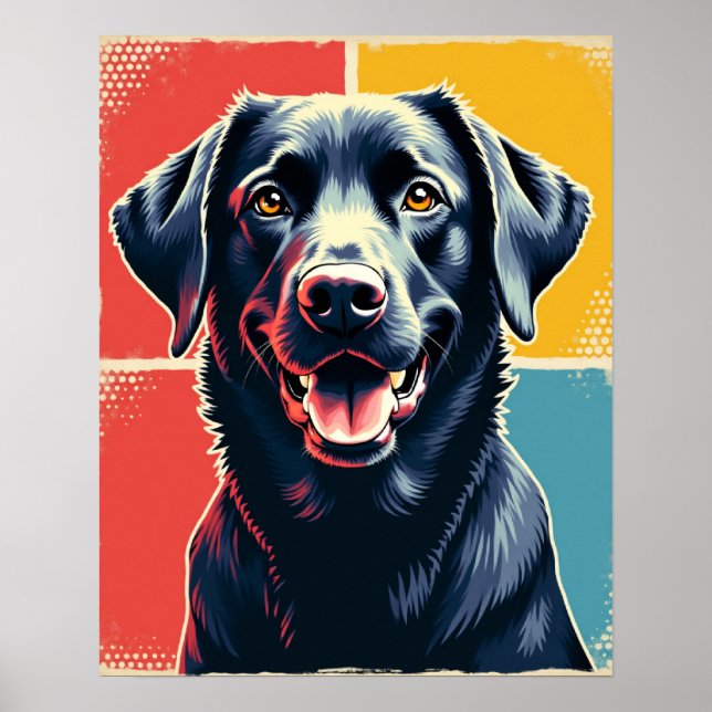 Pop Art Labrador Retriever Portrait : Warhol Style Poster (Front)