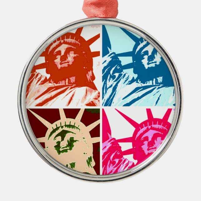 Pop Art Lady Liberty Metal Tree Decoration (Front)