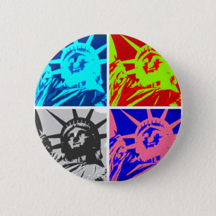 Pop Art Lady Liberty New York City 6 Cm Round Badge