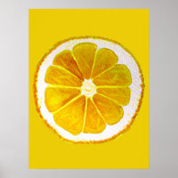 Pop art lemon fruit slice original watercolour
