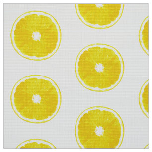 Pop Art Lemon Slices - white background Fabric