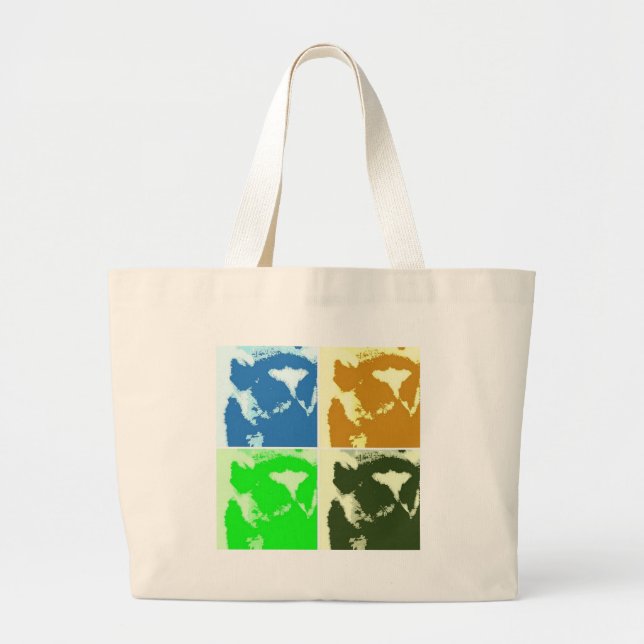 Pop Art Lemurs Large Tote Bag (Front)