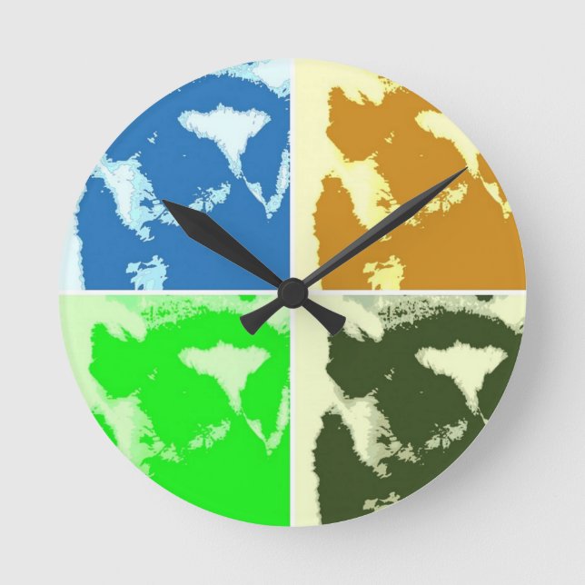 Pop Art Lemurs Round Clock (Front)