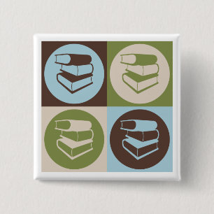 Pop Art Library Work 15 Cm Square Badge